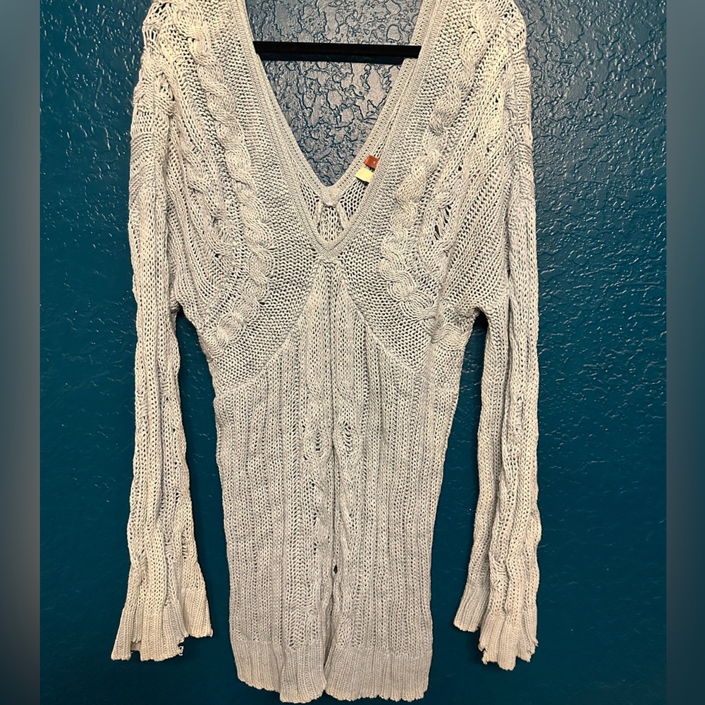 Pilcro (Anthropologie) Distressed Light Blue Sweater Dress
